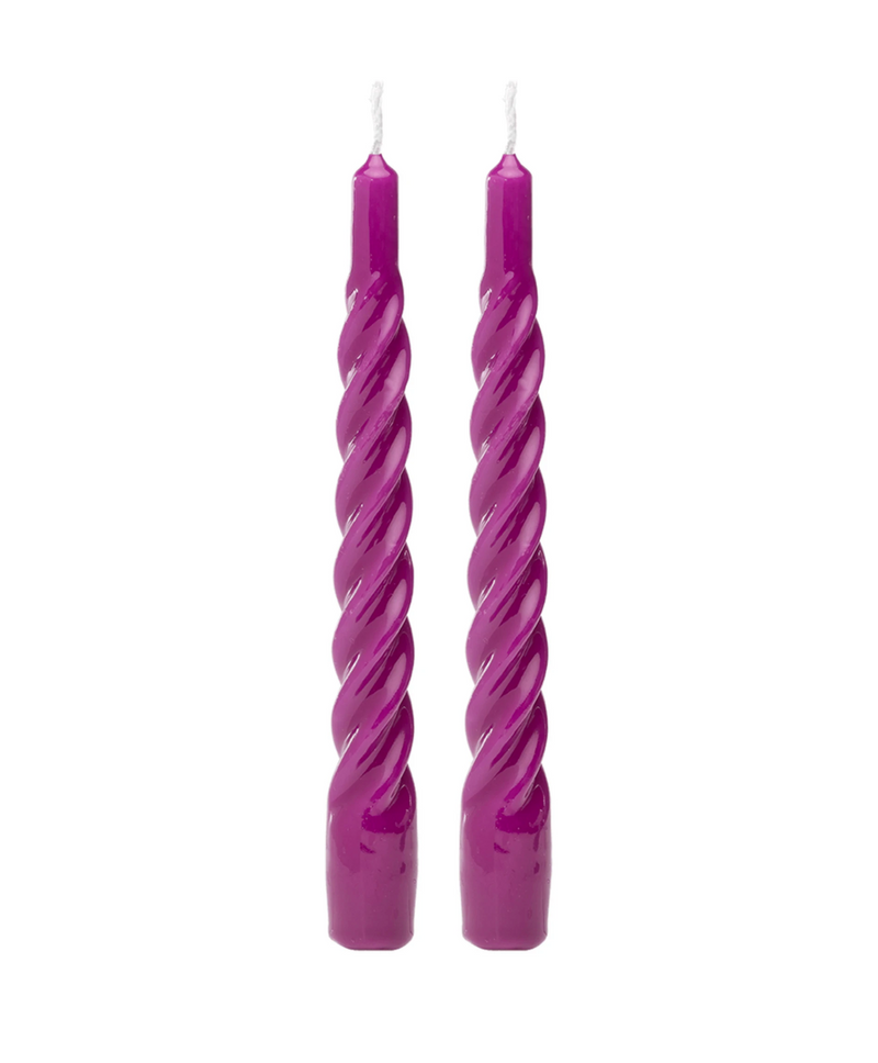 Shiny Dark Purple Twisted Candles (Set of 2)