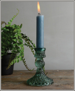 Harlequin Green Glass Candlestick
